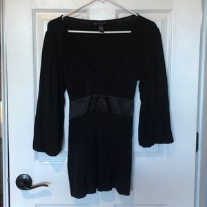 Black Deep V-neck Blouse